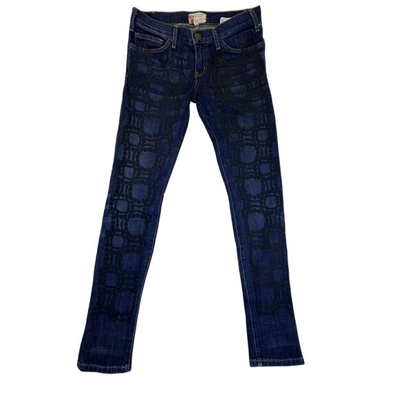 Current/Elliott Womens Blue Cotton/Polyurethane Patterned Denim Jeans Size 27 - Picture 1 of 11